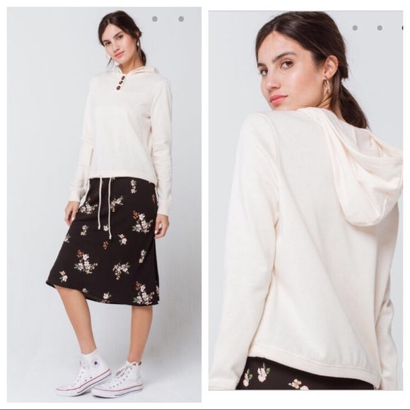 SKY & SPARROW Button Down Cream Womens Hoodie - Picture 1 of 3